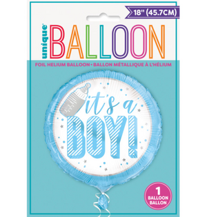 Blue It's a Boy Round Foil Balloon 18" Package
