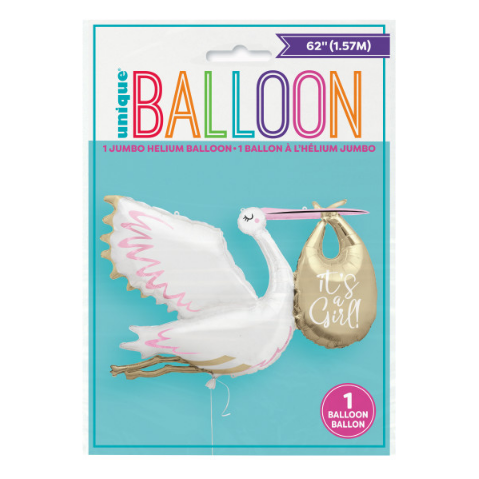 Stork It's a Girl Giant Foil Balloon (62")