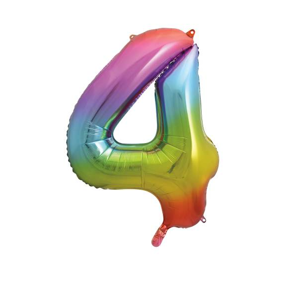 Rainbow Number 4 Shaped Foil Balloon (34"")