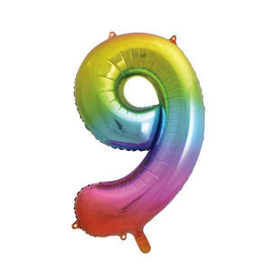 Rainbow Number 9 Shaped Foil Balloon (34"")