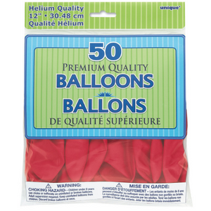 Latex Balloons 12" - Scarlet Red (50 Pack)