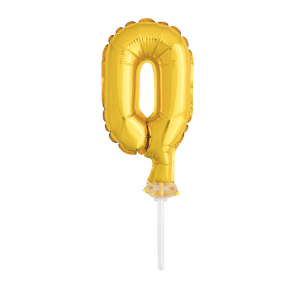 Gold Foil Number 0 Balloon Cake Topper (5")