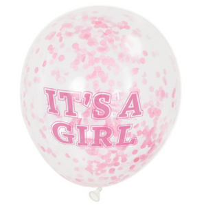 Girl Clear Latex Balloons with Pink Confetti 12" (6 Pack)