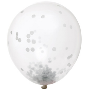 Clear Latex Balloons with Silver Confetti 12" (6 Pack)