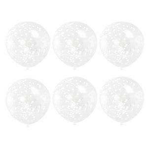 Clear Latex Balloons with White Confetti 12" (6 pack)