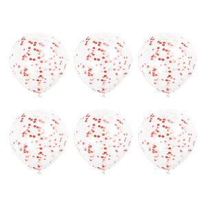 Clear Latex Balloons with Ruby Red Confetti 12" (6 Pack)