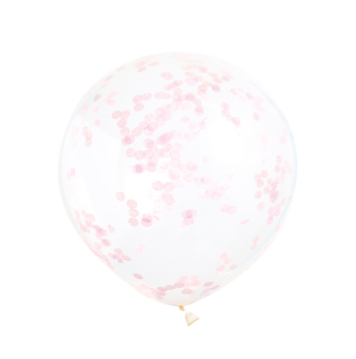 Clear Latex Balloons with Lovely Pink Confetti 12" (6 Pack)