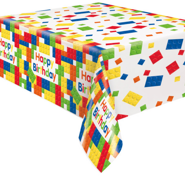 Building Blocks Birthday Rectangular Plastic Table Cover (54"x84")