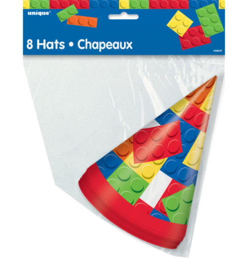 Building Blocks Birthday Party Hats (8 Pack)