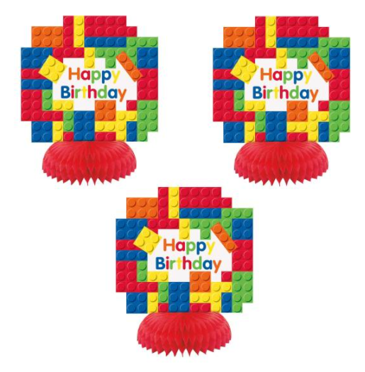 Building Blocks Birthday Mini Honeycomb Centerpieces (3 Pack)
