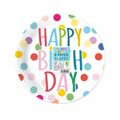 Plates Happy Birthday Design 9" - (8 Pack)