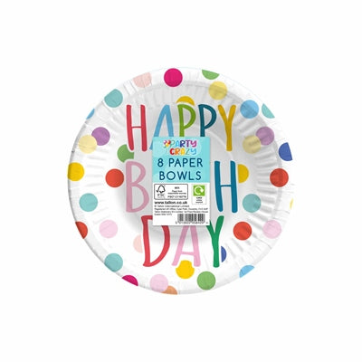 Bowls Happy Birthday Design 7" - (8 Pack)