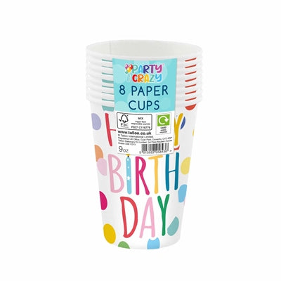 Cups Happy Birthday Design 9oz - (8 Pack)