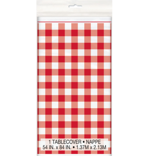 Red Gingham Rectangular Plastic Table Cover (54"x84")