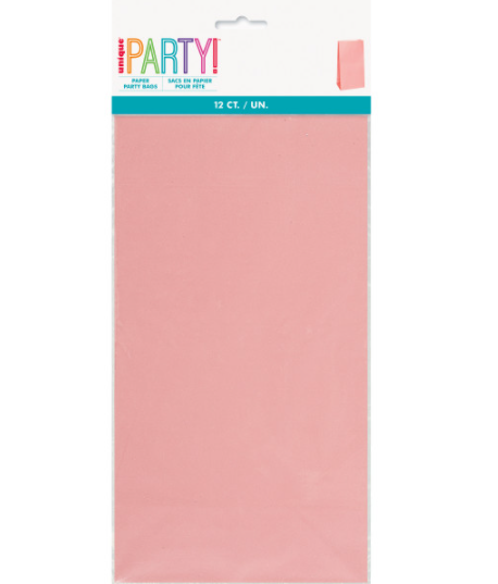 Pastel Pink Paper Party Bags (12 Pack)