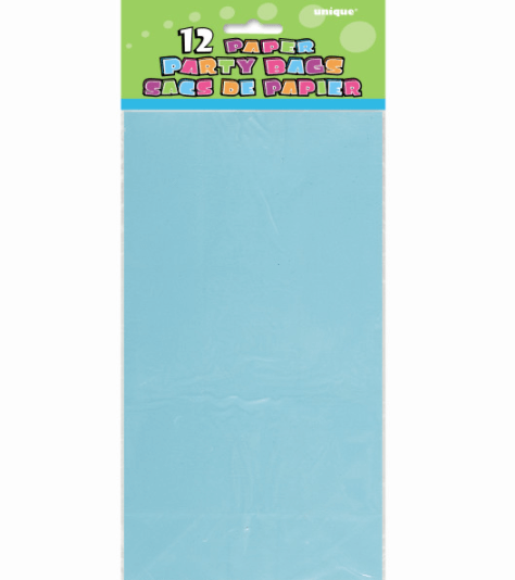 Baby Blue Paper Party Bags (12 Pack)