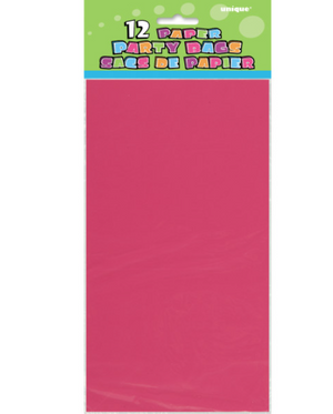 Hot Pink Paper Party Bags (12 Pack)
