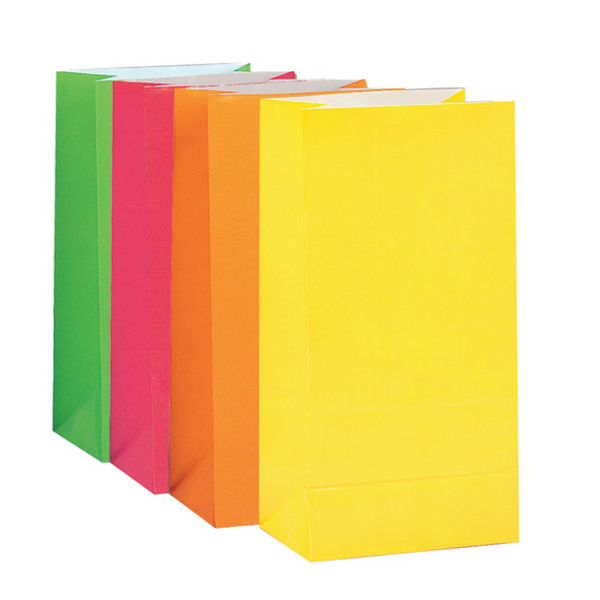 Neon Assorted Paper Party Bags (10 Pack)