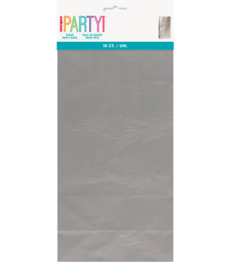 Silver Metallic Paper Party Bags (10 Pack)