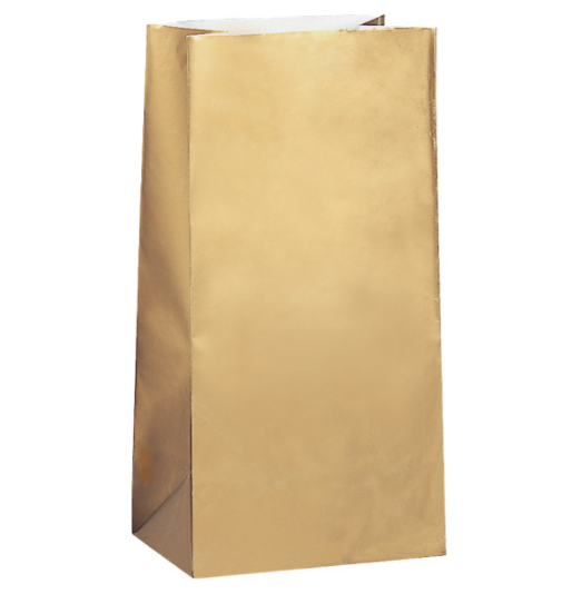 Gold Metallic Paper Party Bags (10 Pack)