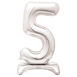 Silver Number 5 Shaped Standing Foil Balloon (30"")