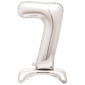 Silver Number 7 Shaped Standing Foil Balloon (30"")