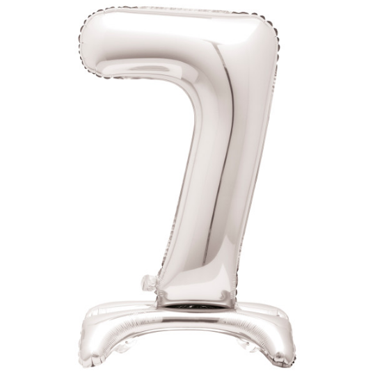 Silver Number 7 Shaped Standing Foil Balloon (30"")