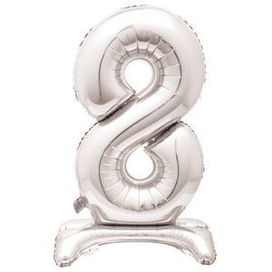 Silver Number 8 Shaped Standing Foil Balloon (30"")