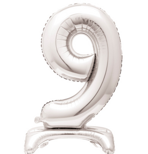 Silver Number 9 Shaped Standing Foil Balloon (30"")