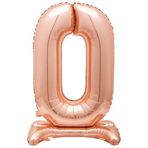 Rose Gold Number 0 Shaped Standing Foil Balloon (30"")