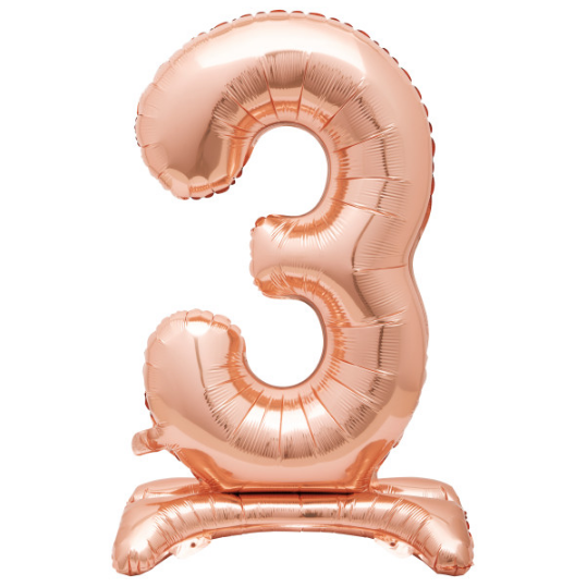 Rose Gold Number 3 Shaped Standing Foil Balloon (30"")