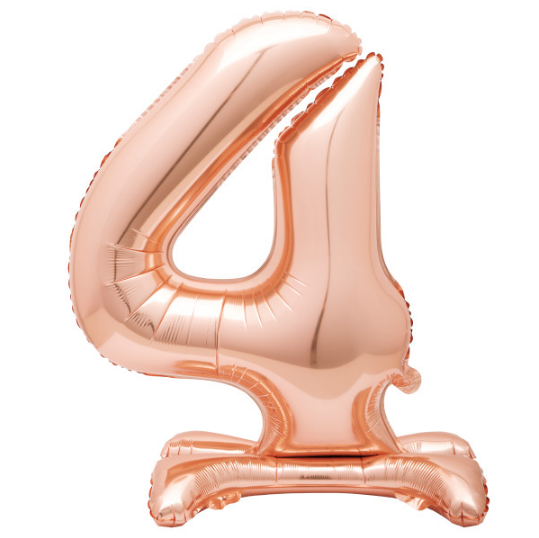 Rose Gold Number 4 Shaped Standing Foil Balloon (30"")
