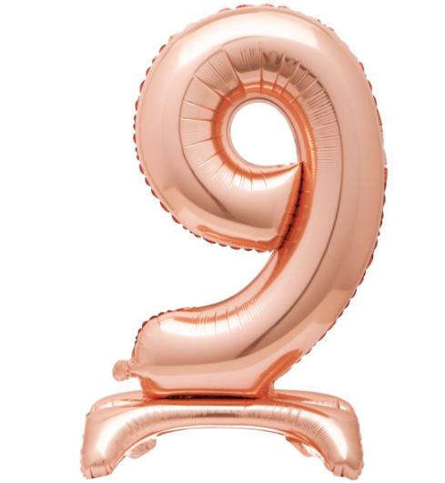 Rose Gold Number 9 Shaped Standing Foil Balloon (30"")