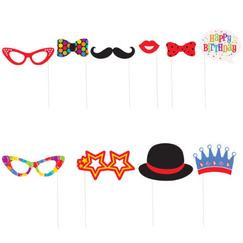 Confetti Birthday Photo Booth Props (10 Pack)