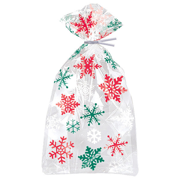 Snowflake Red/Green Cellophane Bags (20 Pack)