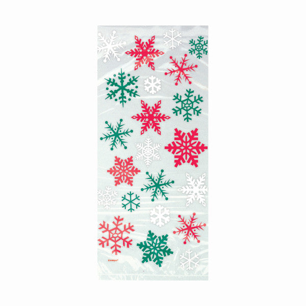 Snowflake Red/Green Cellophane Bags (20 Pack)