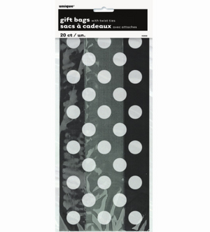 Midnight Black Dots Cellophane Bags (20 Pack)