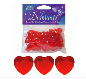 Décor Diamanté™ 12mm Hearts Red (28g bag)