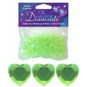 Décor Diamanté™ 12mm Hearts Lime Green (28g bag)