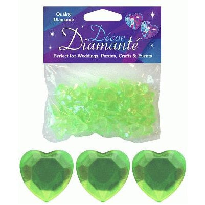 Décor Diamanté™ 12mm Hearts Lime Green (28g bag)