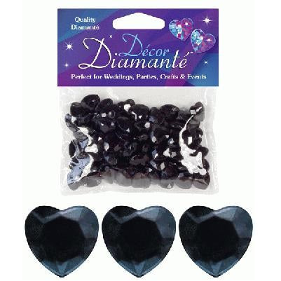 Décor Diamanté™ 12mm Hearts Black (28g bag)