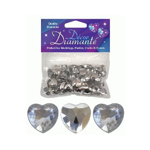 Décor Diamanté™ 12mm Hearts Silver (28g bag)
