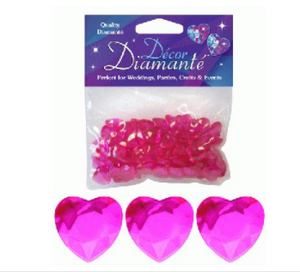 Décor Diamanté™ 12mm Hearts Hot Pink (28g bag)