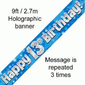 13th Birthday Blue Banner - 9FT (2.7M)