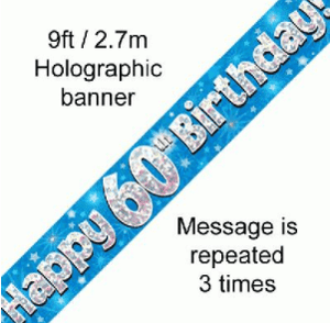 60th Birthday Blue Banner - 9FT (2.7M)