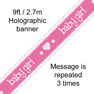 Banner It’s a Girl Pastel Heart Holographic Dot (9ft)