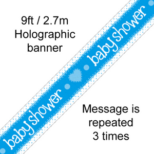 Banner Baby Shower Blue Holographic Dot (9ft )