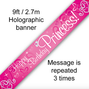 Banner Happy Birthday Princess Holographic (9ft)