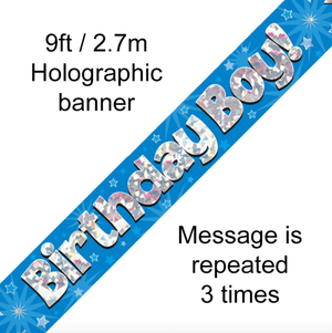 Birthday Boy Blue Holographic Banner (9FT)