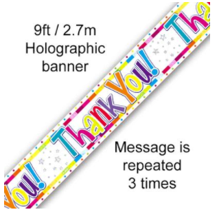 Bright Thank You Holographic Banner - 9FT (2.7M)